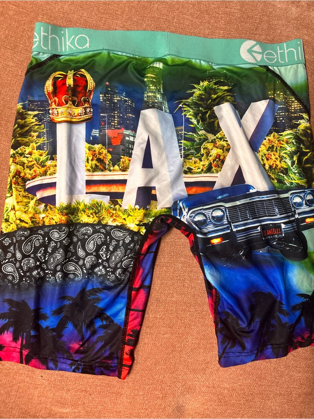 ethika LAX Graphic Athletic Boxer Shorts — Teal, Blue, Green, Red